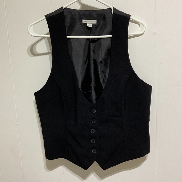 New York & Company women Black Vest 14 button up tuxedo office business casual - Picture 11 of 16